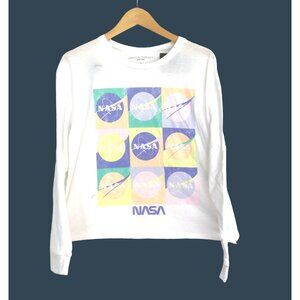 GRAYSON/THREADS-WOMEN WHITE CREW NECK LONG SLEEVE GRAPHIC CROP TOP SIZE LARGE